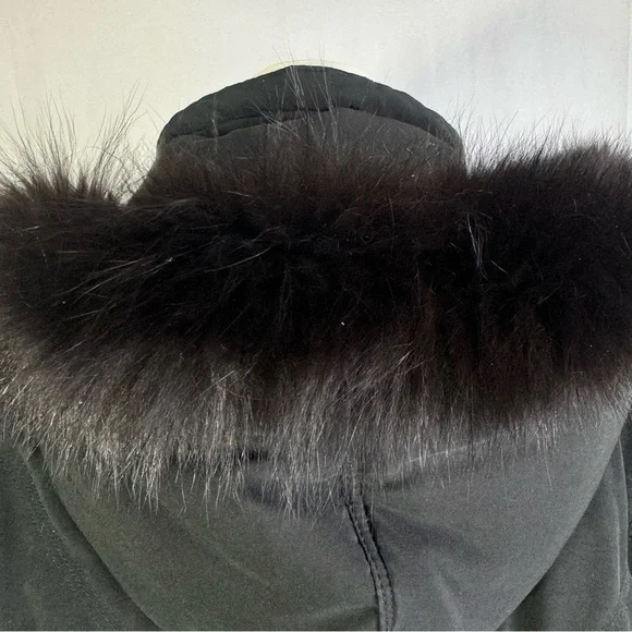 NUAGE BLACK PARKA COAT OVERSIZED JACKET FAUX FUR VINTAGE COAT XS - Picture 14 of 15